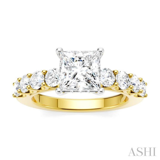 ASHI Princess Shape Semi-Mount Diamond Engagement Ring 193A2PPFHYW-SM-PN1