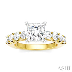 ASHI Princess Shape Semi-Mount Diamond Engagement Ring 193A2PPFHYW-SM-PN1