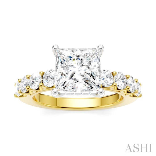 ASHI Princess Shape Semi-Mount Diamond Engagement Ring 193A2PPFHYW-SM-PN2