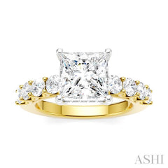 ASHI Princess Shape Semi-Mount Diamond Engagement Ring 193A2PPFHYW-SM-PN2