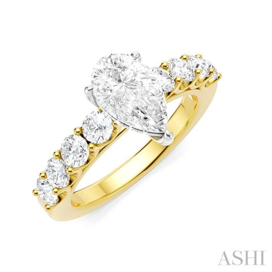 ASHI Pear Shape Semi-Mount Diamond Engagement Ring 193A2PPFHYW-SM-PR1