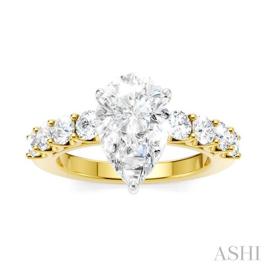 ASHI Pear Shape Semi-Mount Diamond Engagement Ring 193A2PPFHYW-SM-PR2