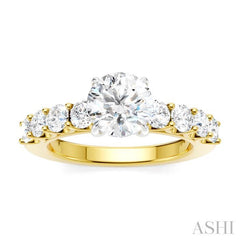 ASHI Round Shape Semi-Mount Diamond Engagement Ring 193A2PPFHYW-SM-RD1