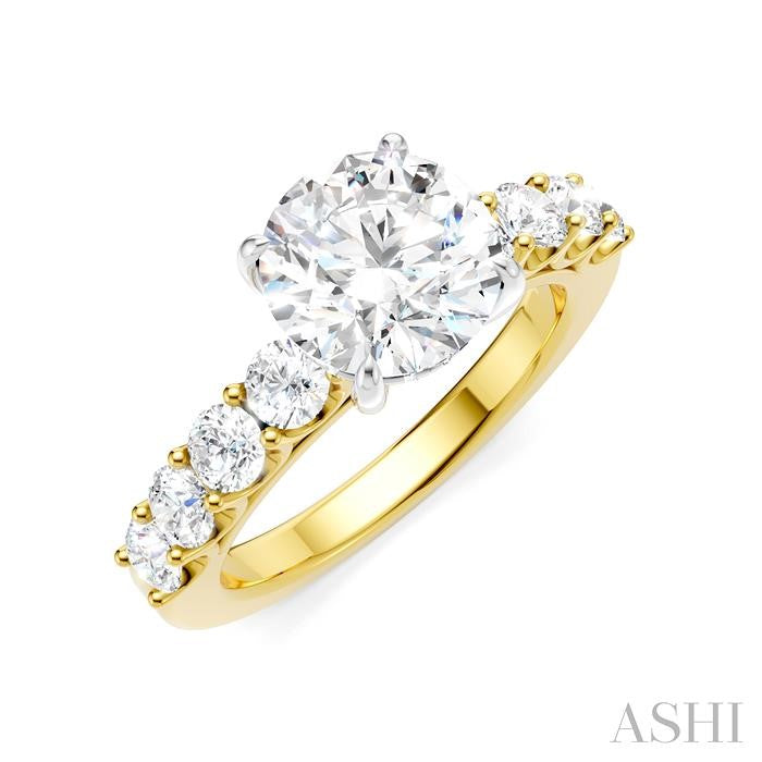 ASHI Round Shape Semi-Mount Diamond Engagement Ring 193A2PPFHYW-SM-RD2