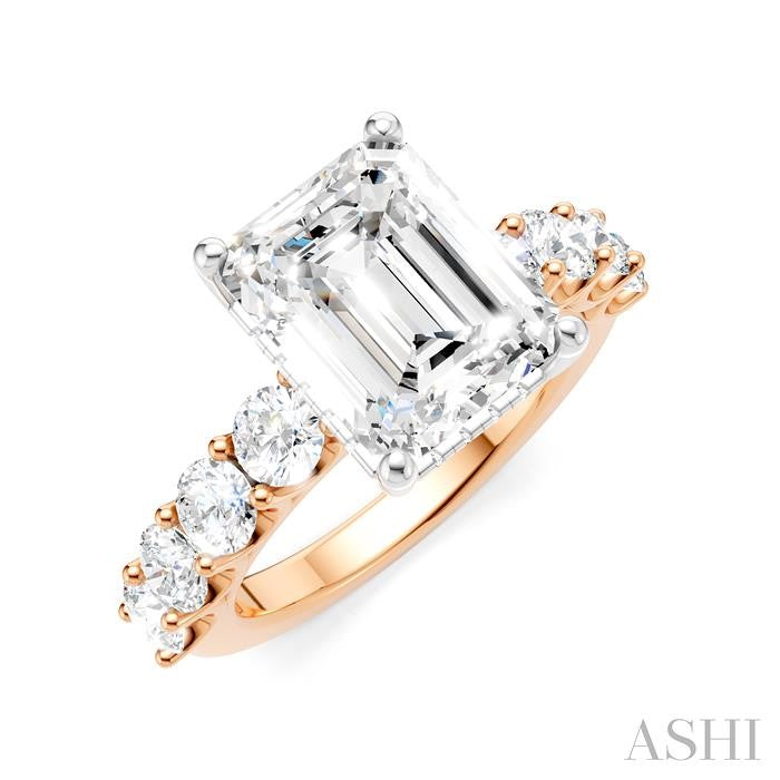 ASHI Emerald Shape Semi-Mount Diamond Engagement Ring 193ACPPFHPW-SM-EM3
