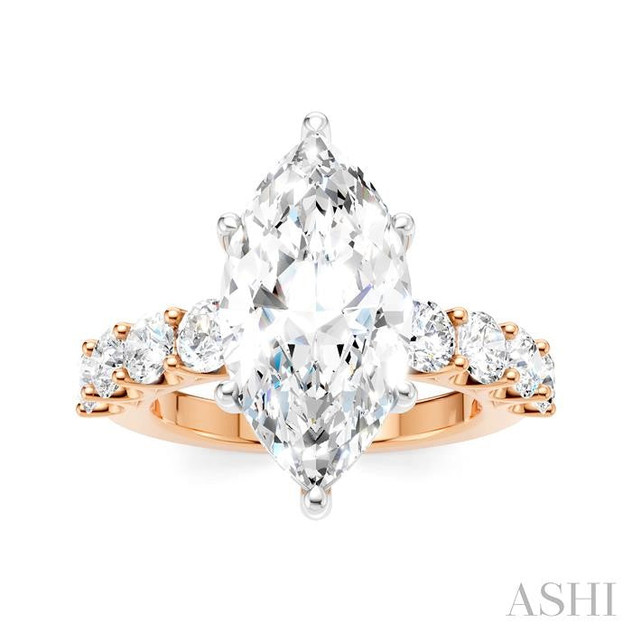 ASHI Marquise Shape Semi-Mount Diamond Engagement Ring 193ACPPFHPW-SM-MQ4