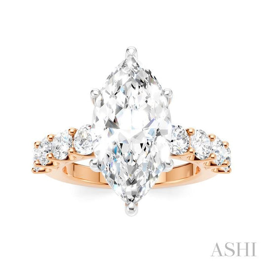 ASHI Marquise Shape Semi-Mount Diamond Engagement Ring 193ACPPFHPW-SM-MQ4