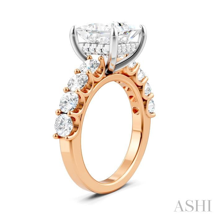 ASHI Princess Shape Semi-Mount Diamond Engagement Ring 193ACPPFHPW-SM-PN3