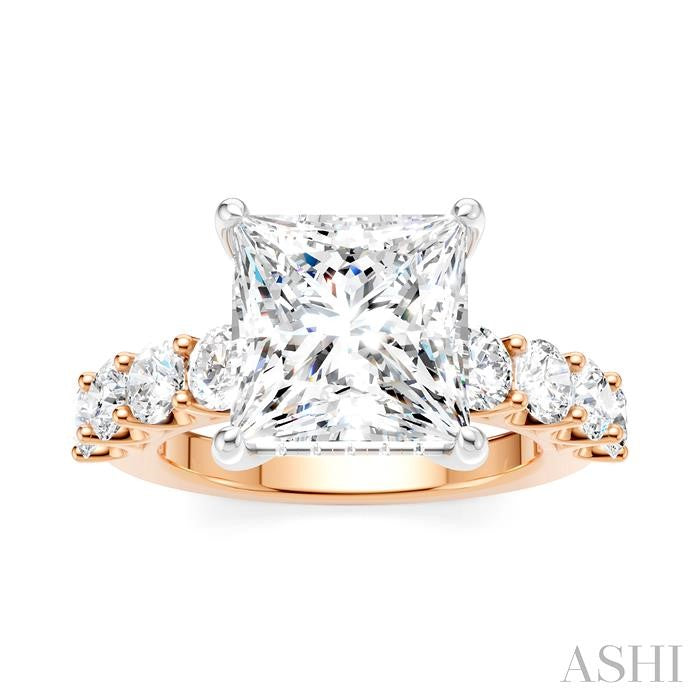 ASHI Princess Shape Semi-Mount Diamond Engagement Ring 193ACPPFHPW-SM-PN4