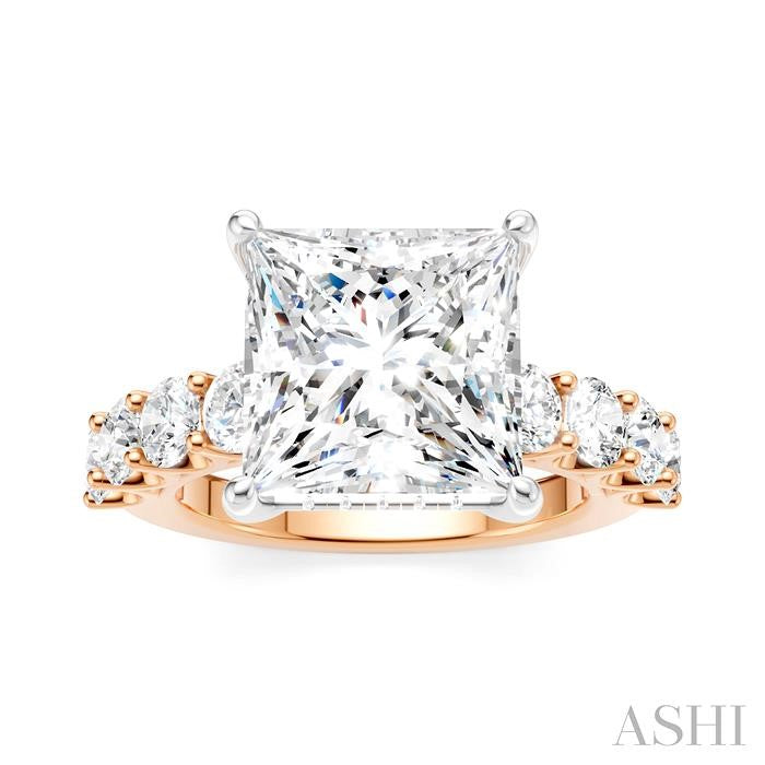 ASHI Princess Shape Semi-Mount Diamond Engagement Ring 193ACPPFHPW-SM-PN5