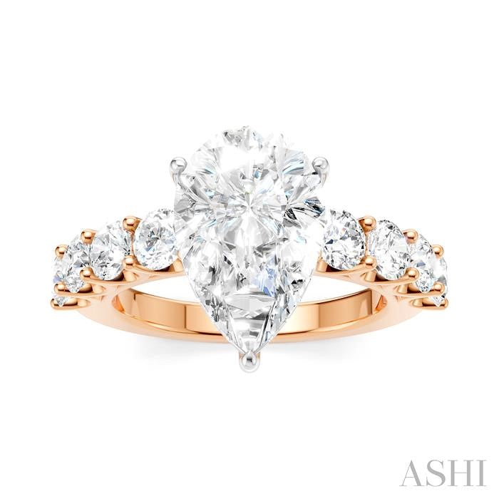 ASHI Pear Shape Semi-Mount Diamond Engagement Ring 193ACPPFHPW-SM-PR3