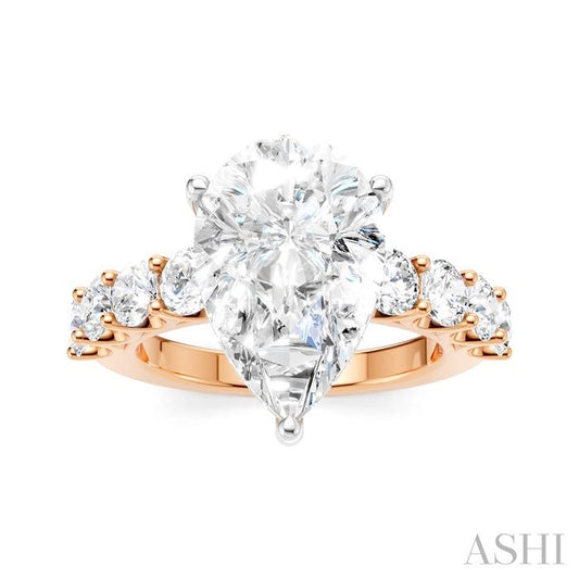 ASHI Pear Shape Semi-Mount Diamond Engagement Ring 193ACPPFHPW-SM-PR4