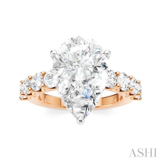 ASHI Pear Shape Semi-Mount Diamond Engagement Ring 193ACPPFHPW-SM-PR5