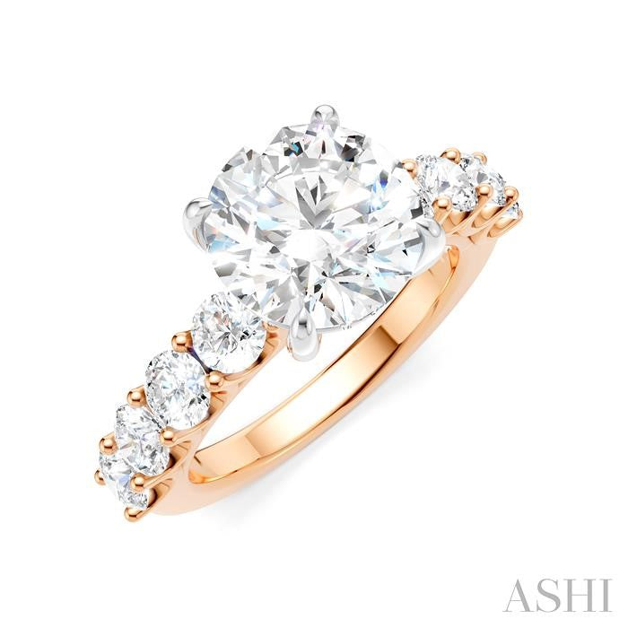 ASHI Round Shape Semi-Mount Diamond Engagement Ring 193ACPPFHPW-SM-RD3