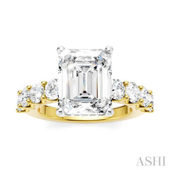 ASHI Emerald Shape Semi-Mount Diamond Engagement Ring 193ACPPFHYW-SM-EM3