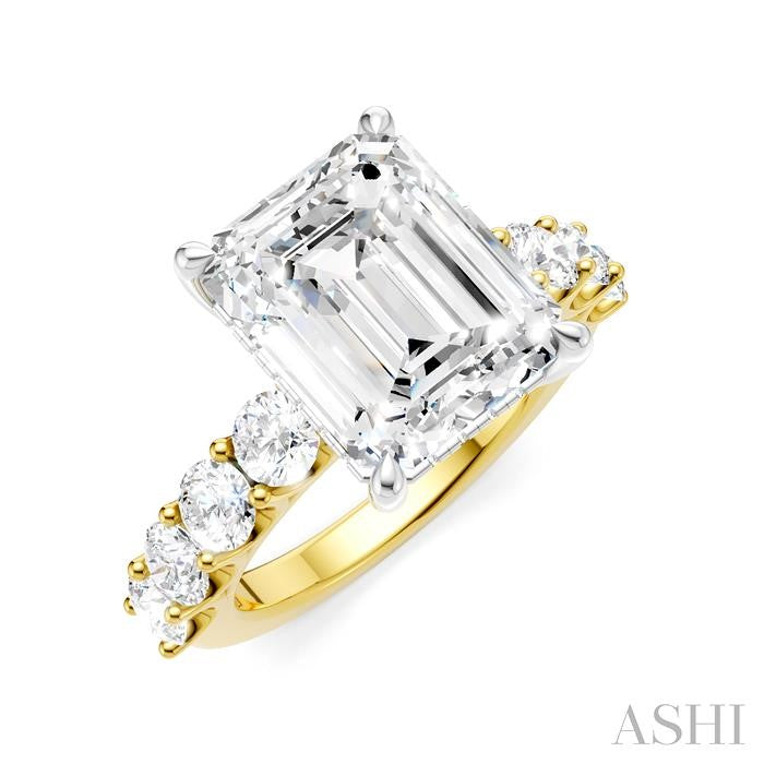 ASHI Emerald Shape Semi-Mount Diamond Engagement Ring 193ACPPFHYW-SM-EM4