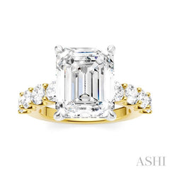ASHI Emerald Shape Semi-Mount Diamond Engagement Ring 193ACPPFHYW-SM-EM4
