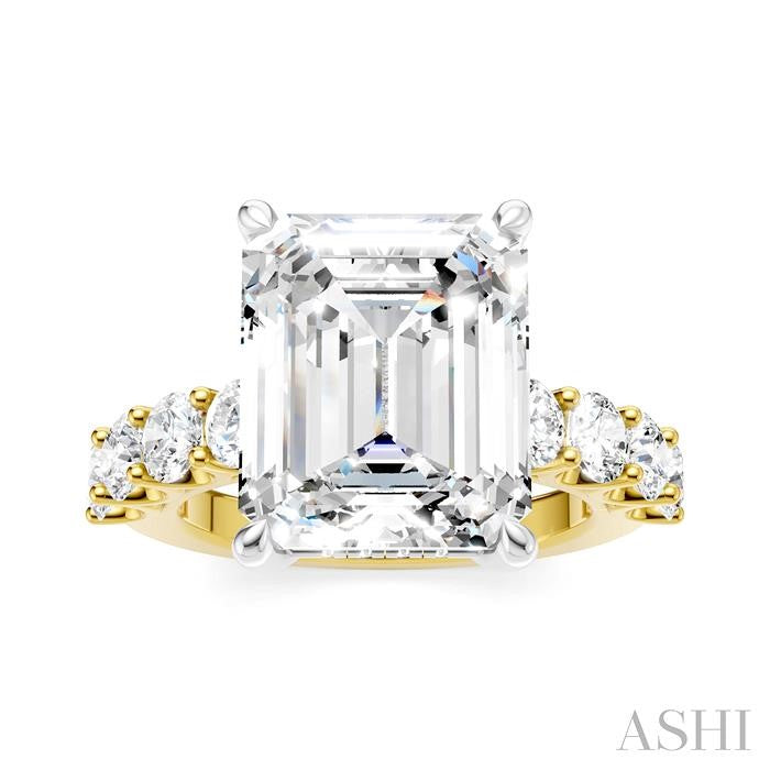 ASHI Emerald Shape Semi-Mount Diamond Engagement Ring 193ACPPFHYW-SM-EM5