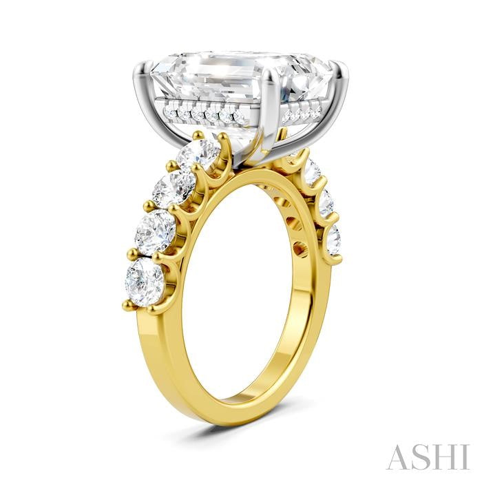 ASHI Emerald Shape Semi-Mount Diamond Engagement Ring 193ACPPFHYW-SM-EM5