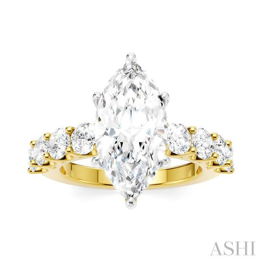 ASHI Marquise Shape Semi-Mount Diamond Engagement Ring 193ACPPFHYW-SM-MQ3