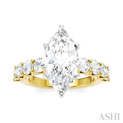 ASHI Marquise Shape Semi-Mount Diamond Engagement Ring 193ACPPFHYW-SM-MQ3