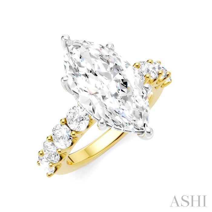 ASHI Marquise Shape Semi-Mount Diamond Engagement Ring 193ACPPFHYW-SM-MQ4