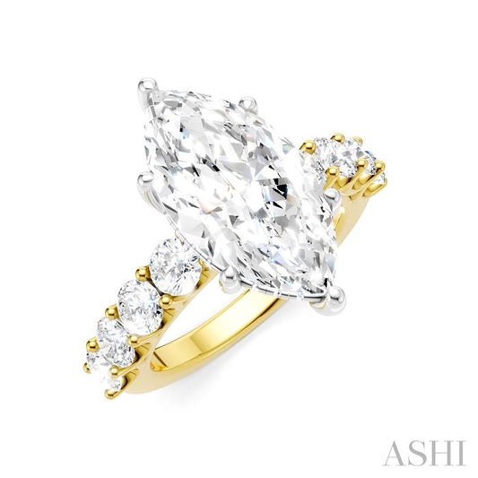 ASHI Marquise Shape Semi-Mount Diamond Engagement Ring 193ACPPFHYW-SM-MQ4