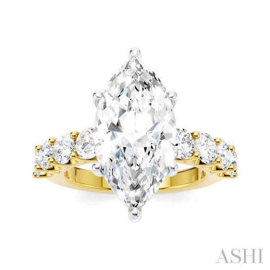 ASHI Marquise Shape Semi-Mount Diamond Engagement Ring 193ACPPFHYW-SM-MQ4