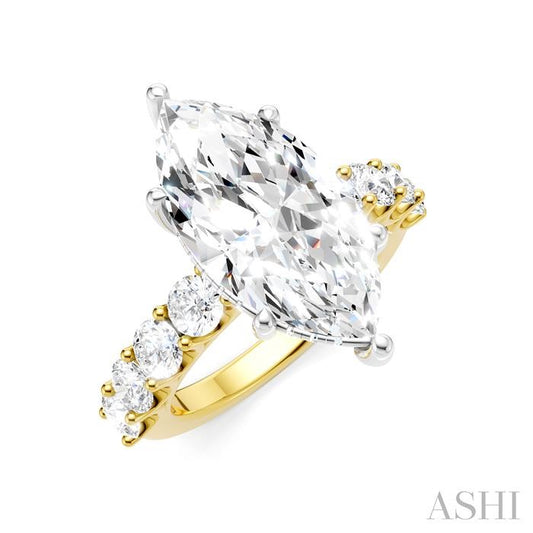 ASHI Marquise Shape Semi-Mount Diamond Engagement Ring 193ACPPFHYW-SM-MQ5