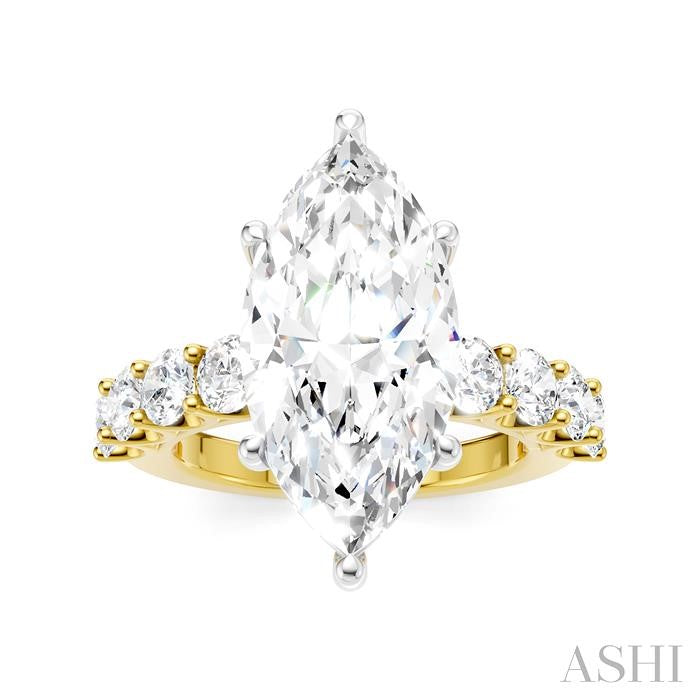 ASHI Marquise Shape Semi-Mount Diamond Engagement Ring 193ACPPFHYW-SM-MQ5