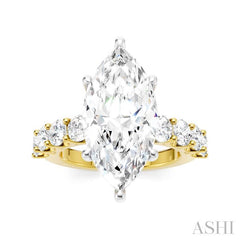 ASHI Marquise Shape Semi-Mount Diamond Engagement Ring 193ACPPFHYW-SM-MQ5