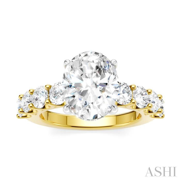 ASHI Oval Shape Semi-Mount Diamond Engagement Ring 193ACPPFHYW-SM-OV3