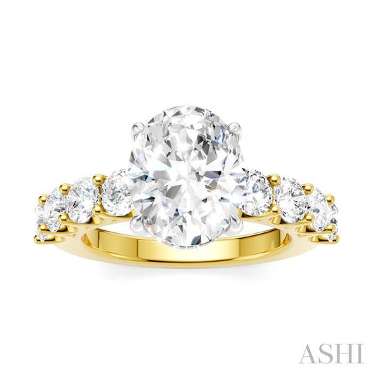 ASHI Oval Shape Semi-Mount Diamond Engagement Ring 193ACPPFHYW-SM-OV3