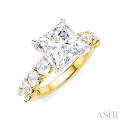 ASHI Princess Shape Semi-Mount Diamond Engagement Ring 193ACPPFHYW-SM-PN3