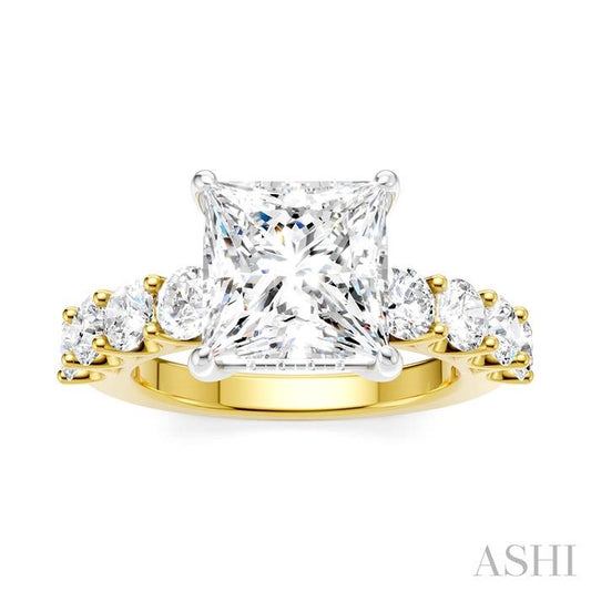ASHI Princess Shape Semi-Mount Diamond Engagement Ring 193ACPPFHYW-SM-PN3