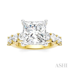 ASHI Princess Shape Semi-Mount Diamond Engagement Ring 193ACPPFHYW-SM-PN4