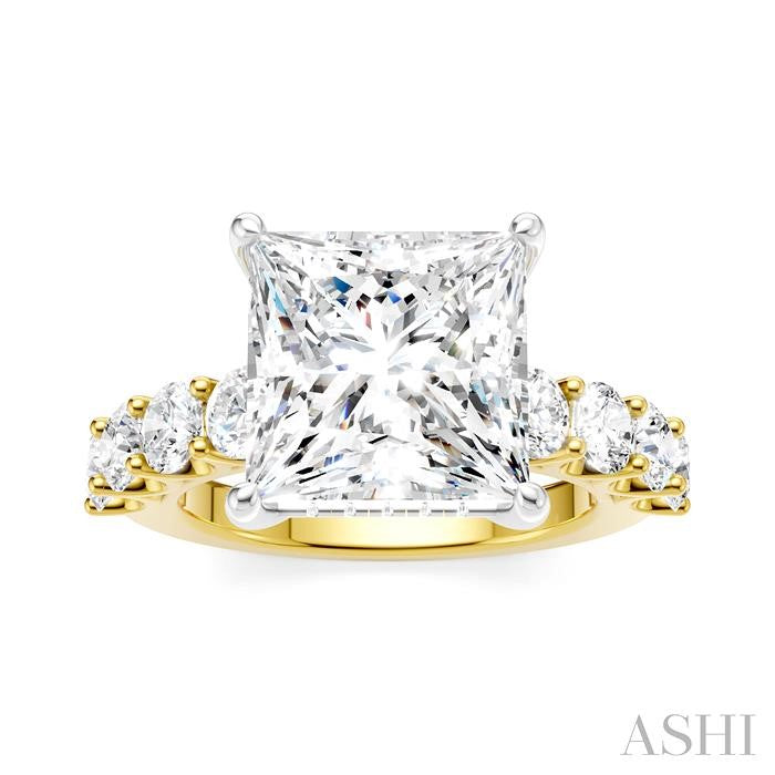 ASHI Princess Shape Semi-Mount Diamond Engagement Ring 193ACPPFHYW-SM-PN5