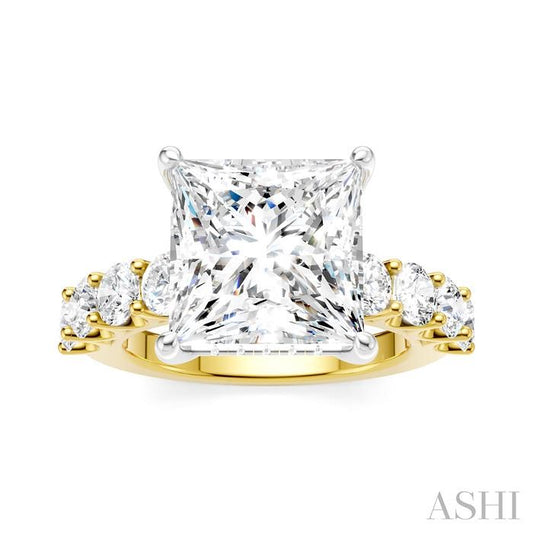 ASHI Princess Shape Semi-Mount Diamond Engagement Ring 193ACPPFHYW-SM-PN5