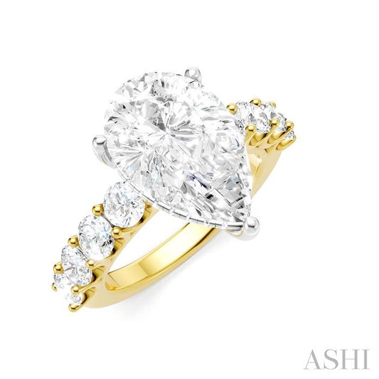 ASHI Pear Shape Semi-Mount Diamond Engagement Ring 193ACPPFHYW-SM-PR4