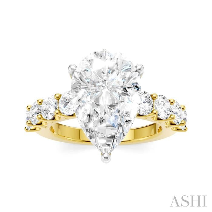 ASHI Pear Shape Semi-Mount Diamond Engagement Ring 193ACPPFHYW-SM-PR4