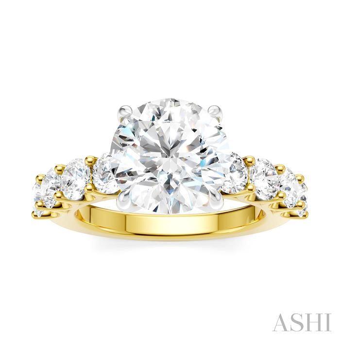 ASHI Round Shape Semi-Mount Diamond Engagement Ring 193ACPPFHYW-SM-RD3