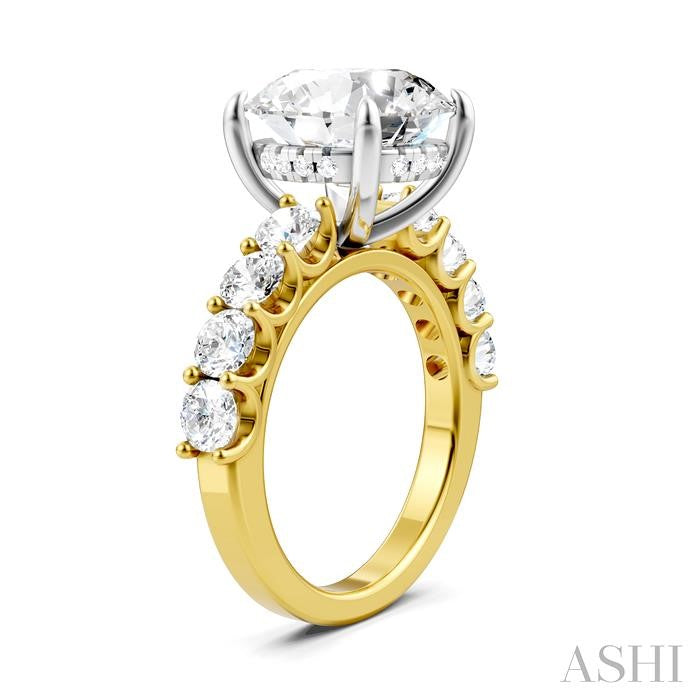 ASHI Round Shape Semi-Mount Diamond Engagement Ring 193ACPPFHYW-SM-RD5