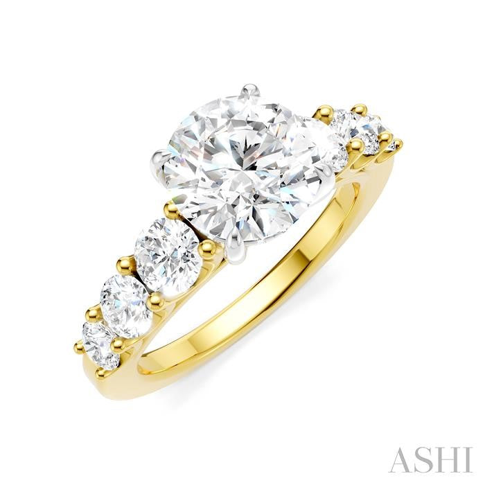 ASHI Round Shape Semi-Mount Diamond Engagement Ring 193B1PPFHYW-SM-RD2