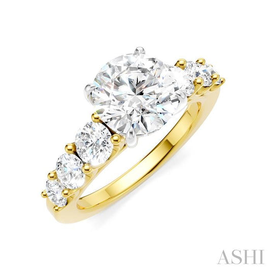 ASHI Round Shape Semi-Mount Diamond Engagement Ring 193B1PPFHYW-SM-RD2