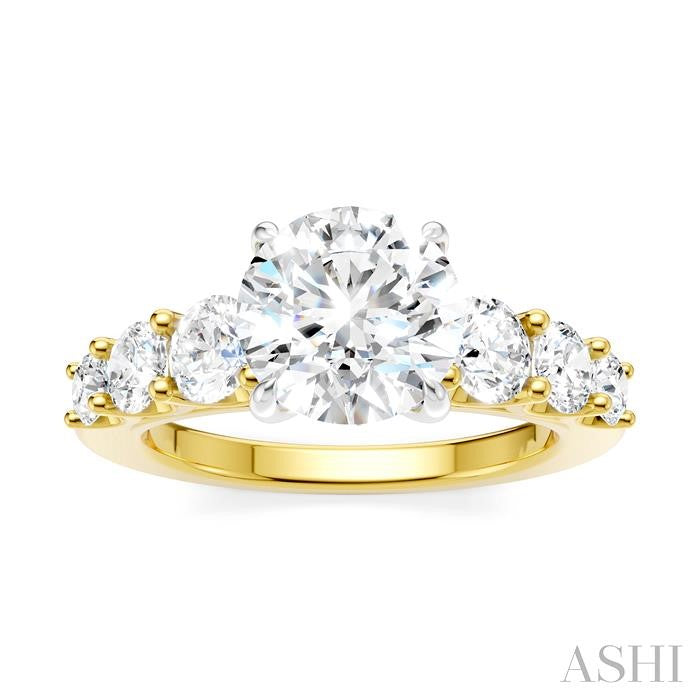 ASHI Round Shape Semi-Mount Diamond Engagement Ring 193B1PPFHYW-SM-RD2