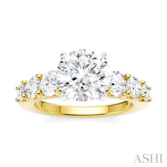 ASHI Round Shape Semi-Mount Diamond Engagement Ring 193B1PPFHYW-SM-RD2