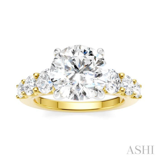 ASHI Round Shape Semi-Mount Diamond Engagement Ring 193BCPPFHYW-SM-RD3
