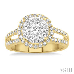 ASHI Round Shape Halo Lovebright Diamond Engagement Ring 19411PPFVYW-LE