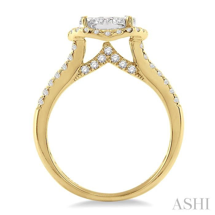 ASHI Round Shape Halo Lovebright Diamond Engagement Ring 19411PPFVYW-LE