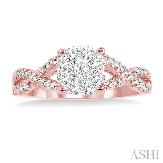 ASHI Round Shape Lovebright Diamond Engagement Ring 19495PPFGPW-LE